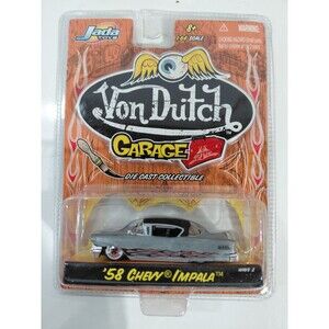 NIP Jada 1:64 Die Cast Von Dutch Garage Gray 1958 Chevrolet Impala Classic Car